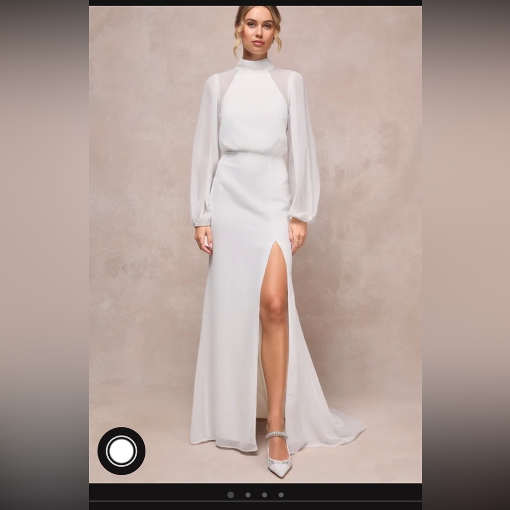 Lulu's Graceful Elegant White Maxi Dress